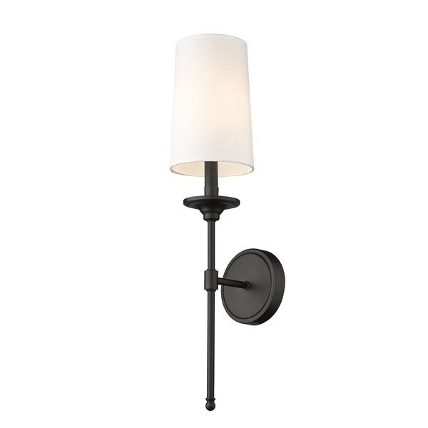 Z-Lite Emily 1 Light Wall Sconce, Matte Black & Off White 3033-1S-MB - main
